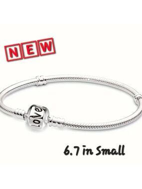 Silver Love Charm Bracelet Starter Medium 6.7 in  Bracelet Only